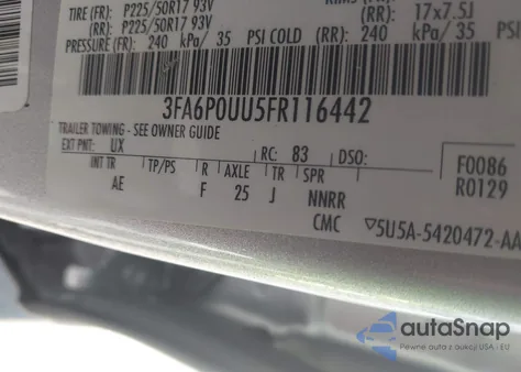 2015 Ford Fusion Hybrid S from USA, damaged, VIN 3FA6P0UU5FR116442